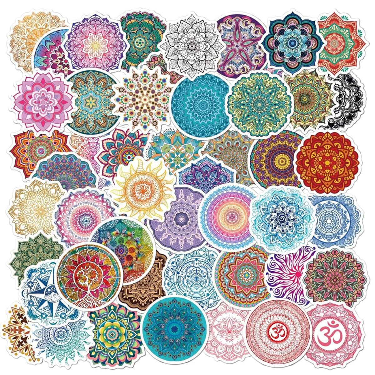HASTHIP 50Pcs Mandala Art Stickers - Waterproof Vinyl Mandala Art Flower Stickers for Laptop Luggage Skateboard Computer Phone Bumper Scrapbook HASTHIP 50Pcs Mandala Art Stickers - Waterproof Vinyl Mandala Art Flower Stickers for Laptop Luggage Skateboard Computer Phone Bumper Scrapbook